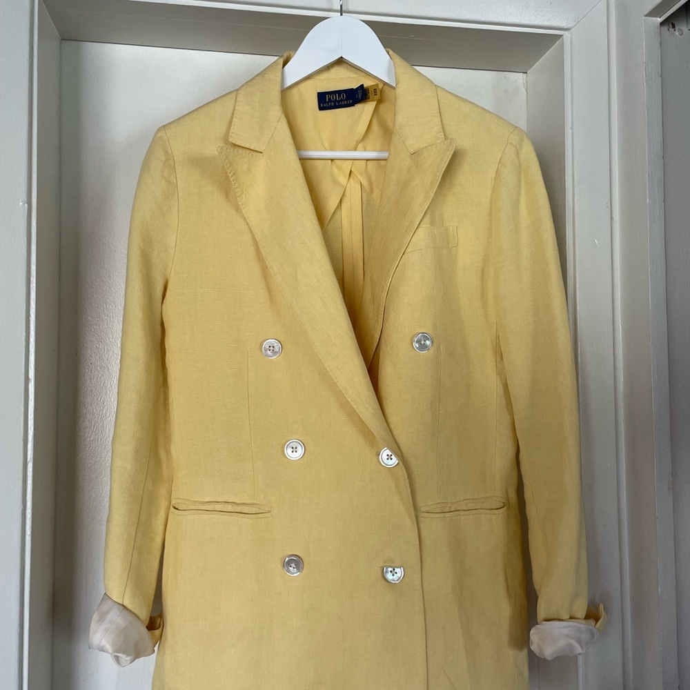 Ralph Lauren Light Yellow Double-Breasted Blazer